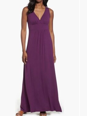 Loveappella Purple V-Neck Sleeveless Maxi Dress